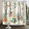 Forest Animals Shower Curtain Jungle Trees Plant Wildlife Bird Bear Elk Fox Deer Modern Minimalist Kids Bathroom Shower Curtain
