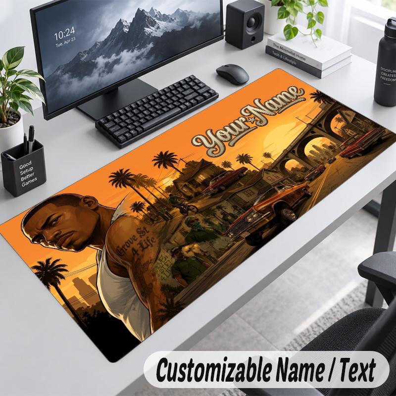 GTA Personalized Large Mouse Pad Custom Name Text Extended Desk Mat Gaming Mousepad