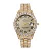 Fashion Luxury Men's Gold Steel Strap Roman Scale Rhinestone Calendar Quartz Watch Leisure Male Wristwatch Relogio Masculino