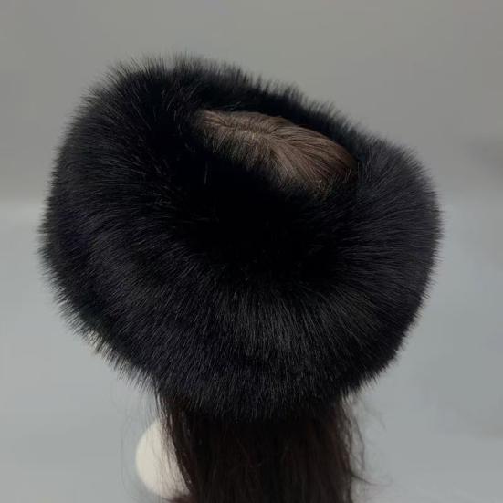 Winter Hat Hollow Top Design Wide Brim Plush Hat Solid Color Outdoor Activities Cycling Travel Insulated Headgear