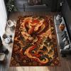 Golden Dragon Vintage Floral Frame print Carpet,Bedside Bedroom,Studio,Sofa Living Room Mat,Welcome Rug,Washable rug,Surprise