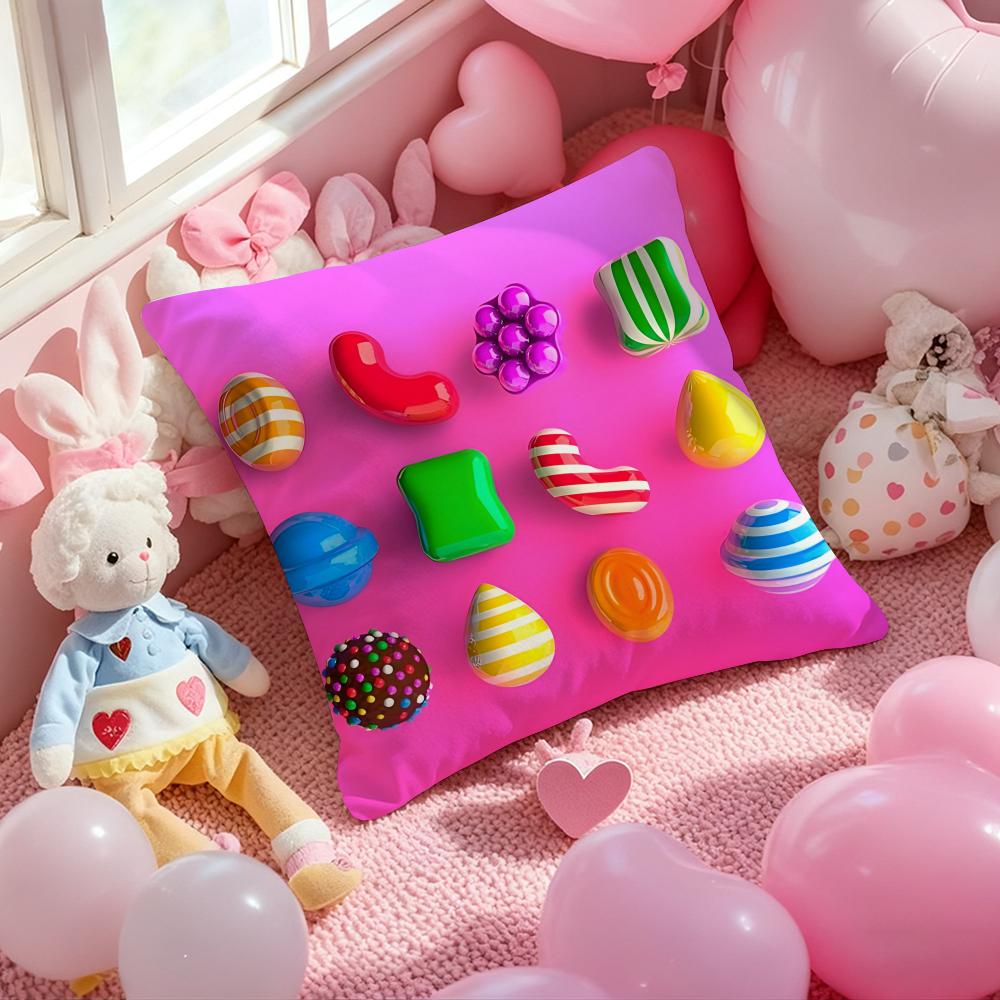 Games C-Candy Crush Sagaes Cushion Cover Pattern Printed Pillowcase for Living Room Sofa Cushion Cover & Bedroom Decor
