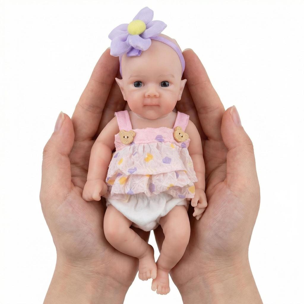 8 Inch Elastic Solid Pure Silicone Reborn Babies Doll Bettie Soft Stretchable Limbs Simulation Doll Truth Like Mini Toy Baby Dolls for Kids Xmas Gifts