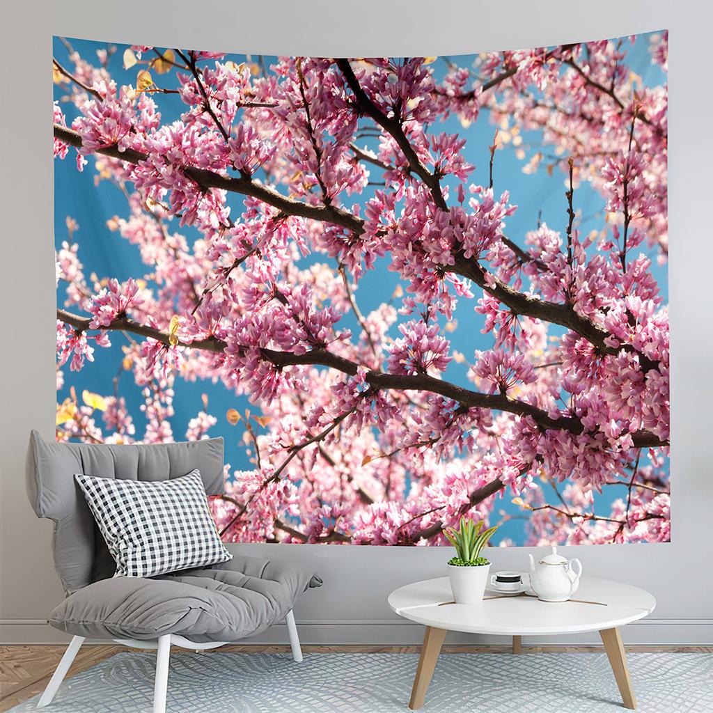 Mountain Fuji Japan Tapestry Cherry Sakura Blossom Temple Tapestry Wall Hanging Decor Tapestries Bedroom Home Living Room Dorm