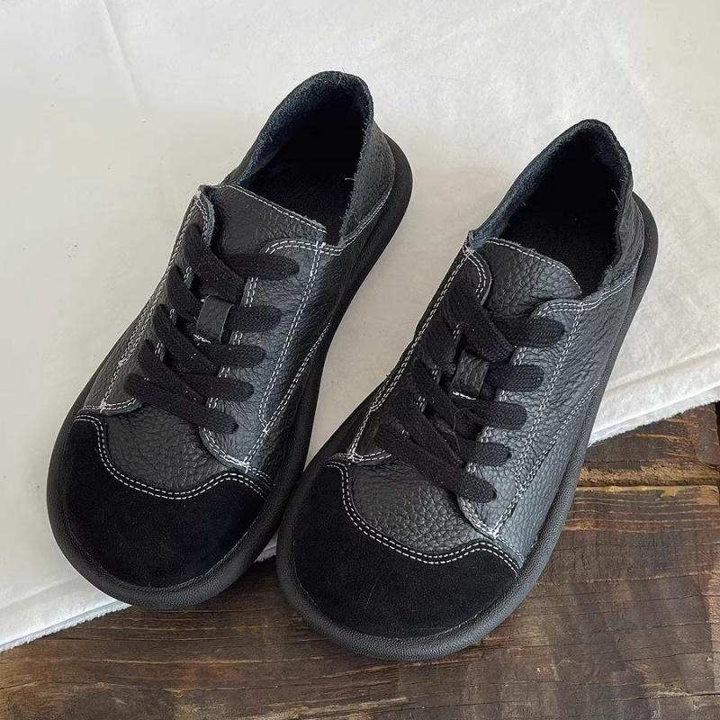 Fashion Fashion Simple Women's Flat Sneakers 2025 Versatile Lace Up Low Heel Soft Bottom Flat Shoes New Breathable Comfoy Women Shoes
