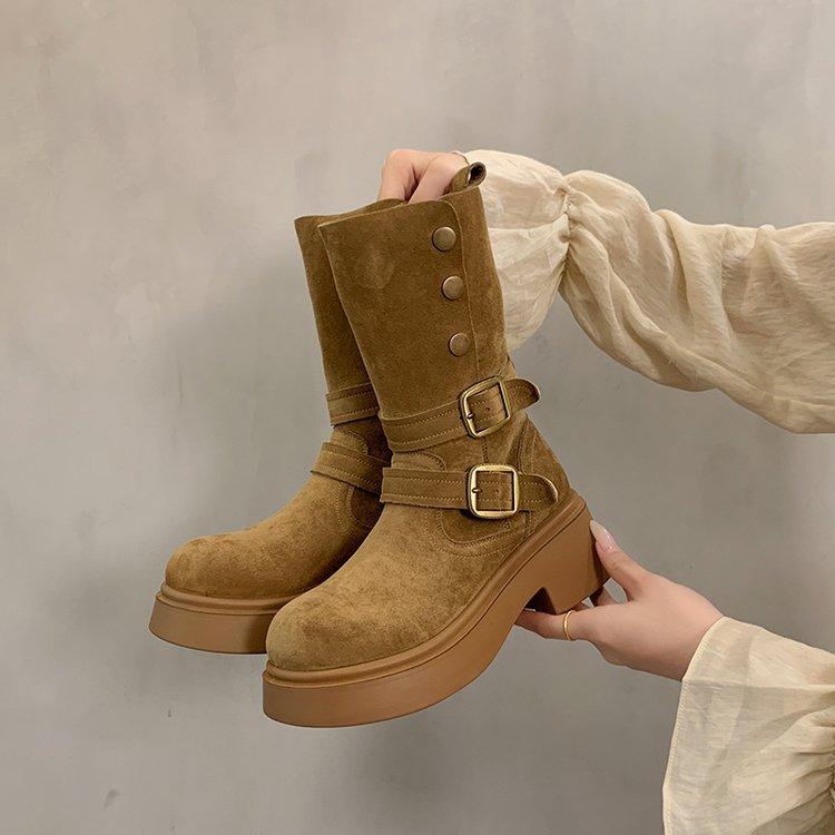 Short Boots Women's 2025 Autumn New Versatile Autumn Retro British Style Explosion with Skirt Knight Boots Stacking Boots