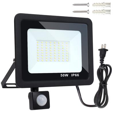 SenMeiGuang Sensor Light Improved PSE 50W LED Floodlight with Motion 6000k Rainproof and Cord with LED Work Light for Parking Night and Neighborhood