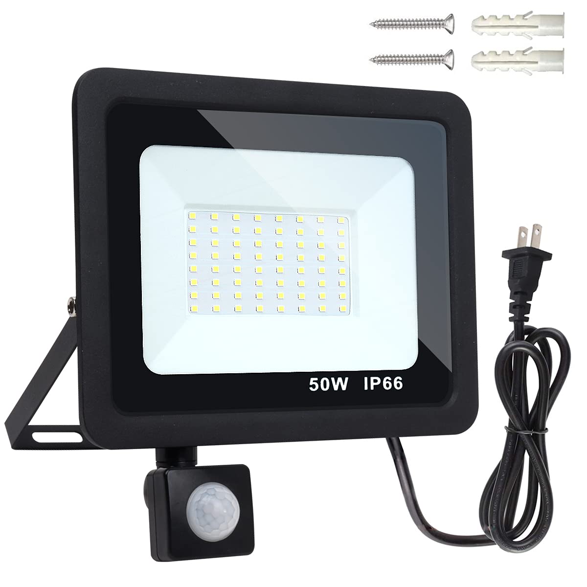 

SenMeiGuang Sensor Light Improved PSE 50W LED Floodlight with Motion 6000k Rainproof and Cord with LED Work Light for Parking Night and Neighborhood