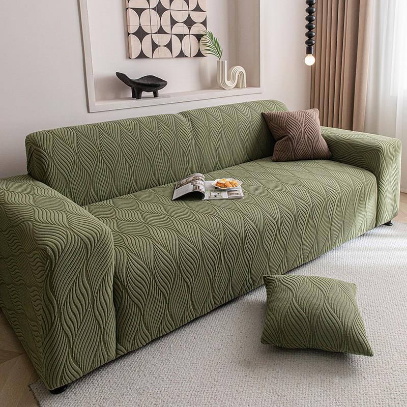 Nordic Solid Color Stretch Jacquard Fleece Sofa Cover – Dustproof & All-Inclusive