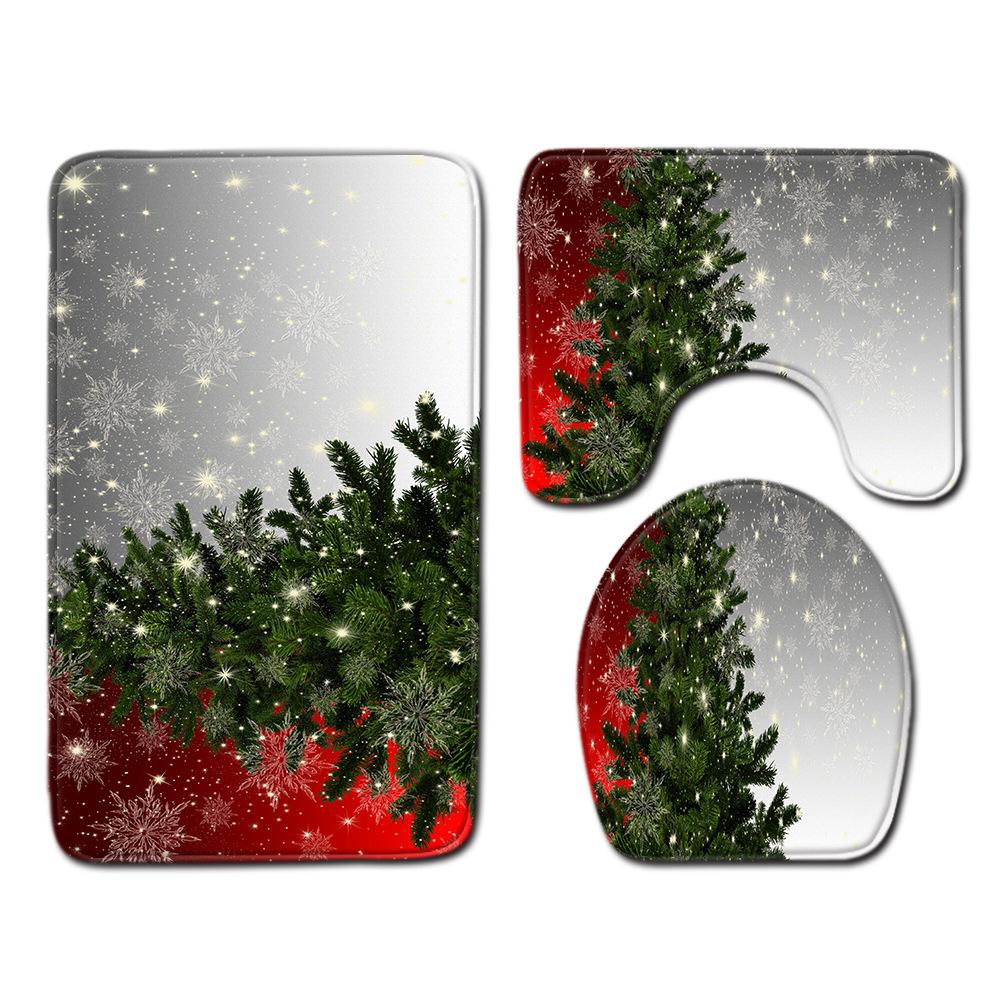 Christmas Bathroom Floor Mat Toilet Three-Piece Set