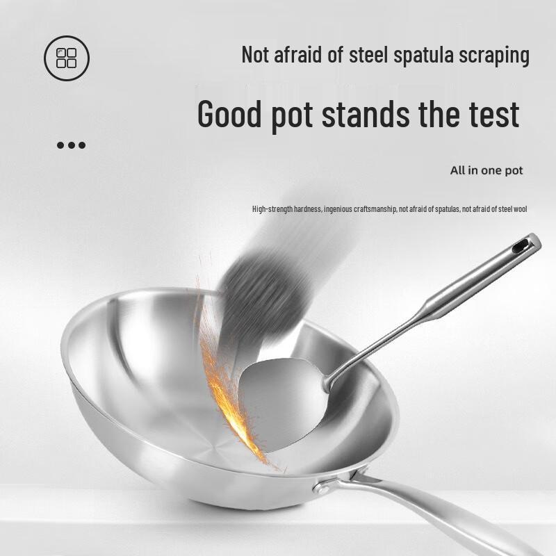 Wutuo 304 Stainless Steel Uncoated Wok