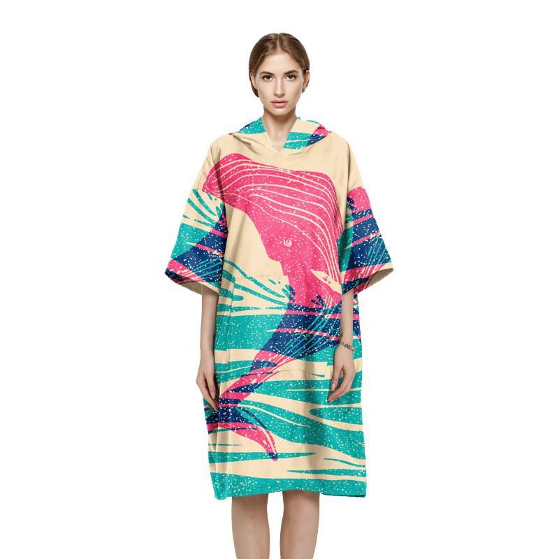 Ultra-Soft Microfiber Hooded Bath Wrap Adults Quick-Dry Towel Robe Beach Pool Shower Travel 75 x 110 cm