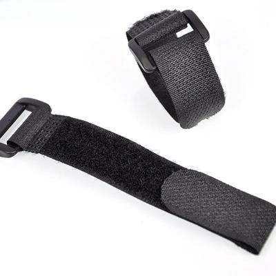 Black Nylon Velcro Cable Organizer with Reverse Buckle