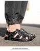 Men's Soft Leather Sandals: Summer Breathable, Non-Slip, Hollowed-Out, Soft Sole Beach Slippers for Students & Middle-Aged Dads