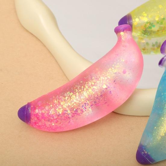 Glitter Banana Sugar Ball Slow Rebound Stress Relief Clear Banana Squeeze Sensory Toy Anxiety Relieving Simulated Fruit Stress Ball