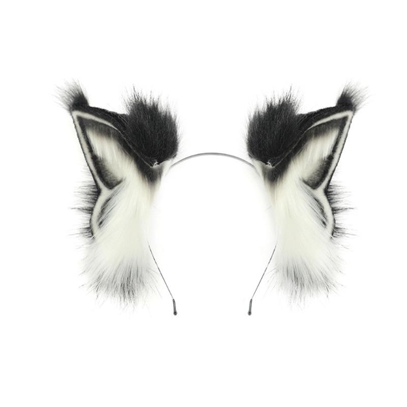 Handmade Adjustable Plush Animal Ears Headbands With Bendable Wire For Cosplays Halloween Costume Party Accessories