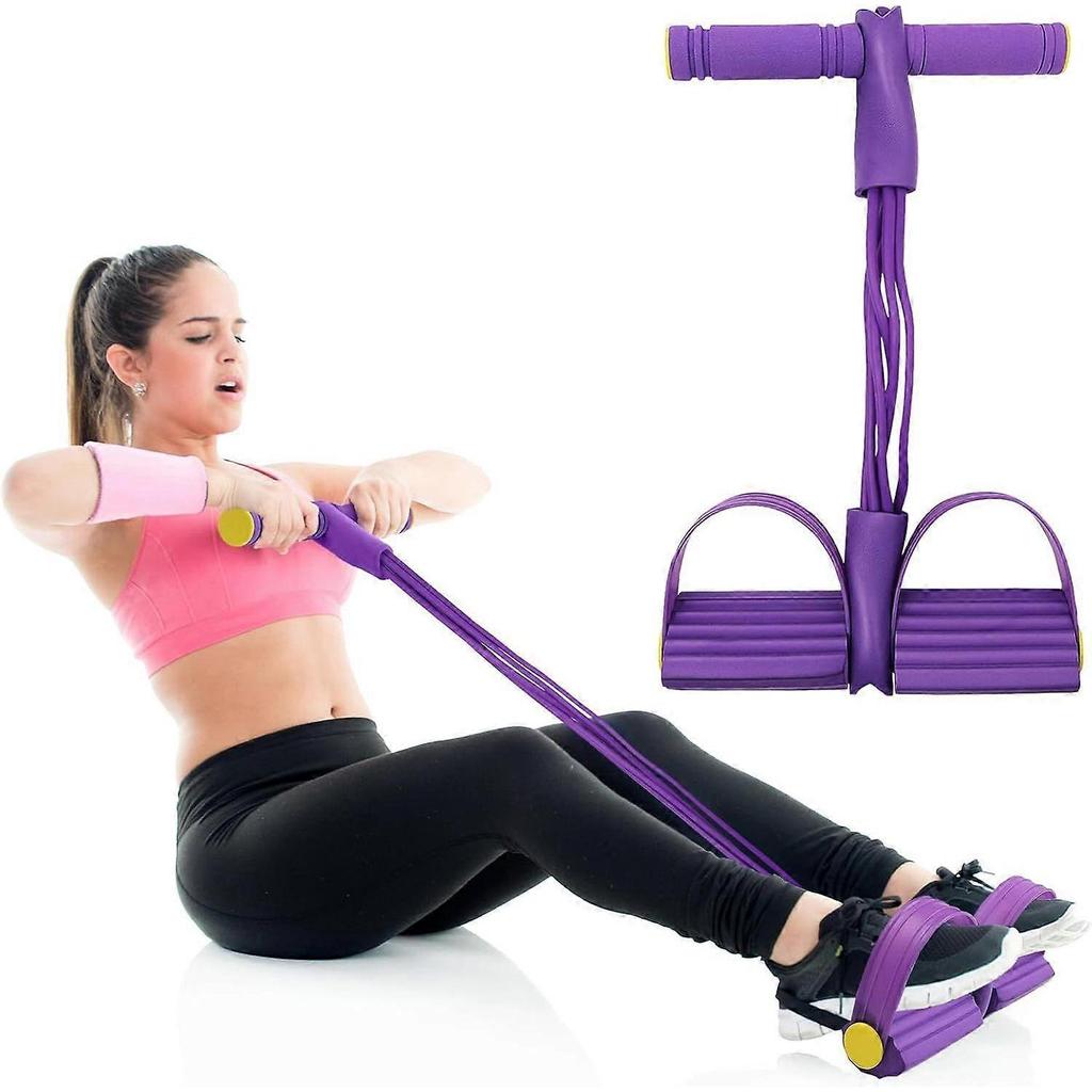 Multifunction Tension Rope, 6 Tube Foot Pedal Resistance Bands with Handles, Abdominal Exercise Equipment for Sit-Ups, Yoga, Full-Body Training, Home