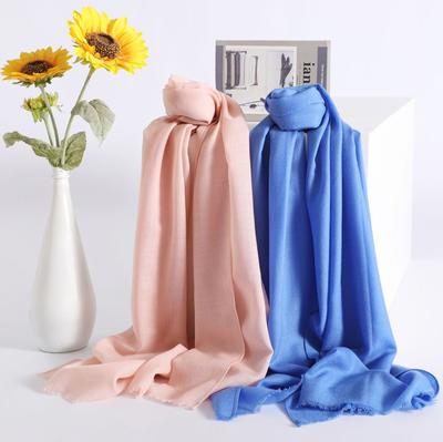 Solid Color Dopamine Wool Scarf Women's New Four Seasons Soft Mercerized Scarf Warm Neck Dual-purpose Tassel Shawl