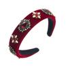 Women HairHoop Vintage Flannelette Inlaid Pearl Flower Headband Feminine High Quality Wide Edge Hair Accessories