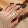 European & American Fashion Opal Flower Alloy Ring - Bold, Versatile Statement Jewelry