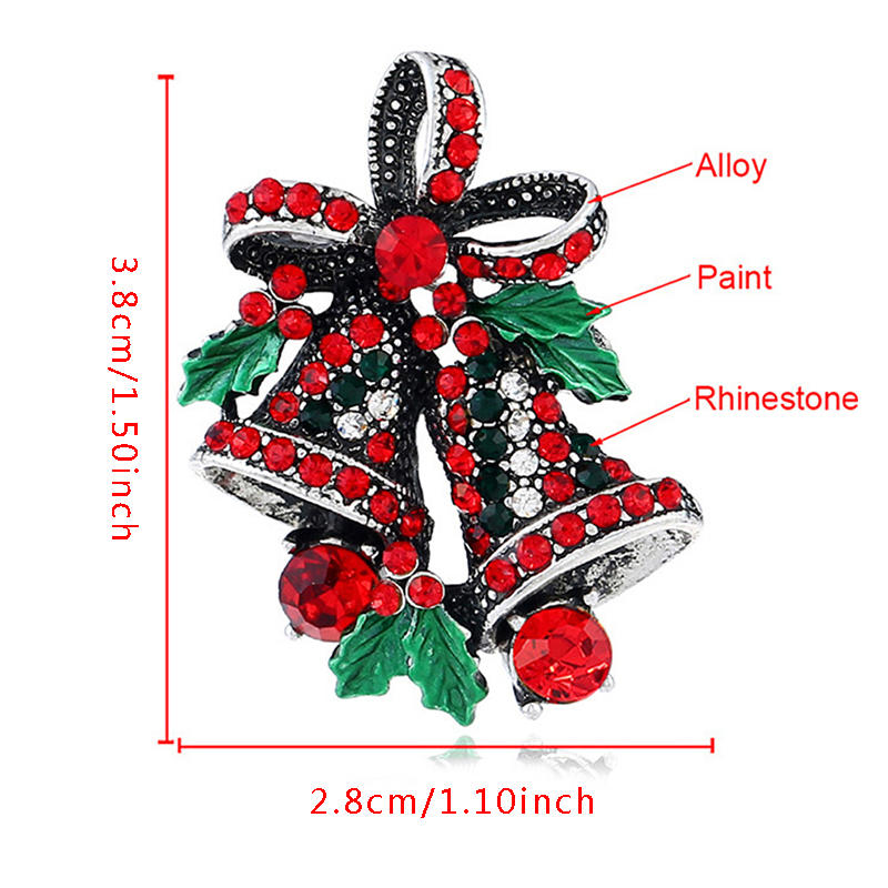 Badges Christmas Suits Pins Creative Gift Bow Corsage Restore Brooch Exquisite Elegant Christmas Brooch Bell Alloy Rhinestone Corsage Collar Pin