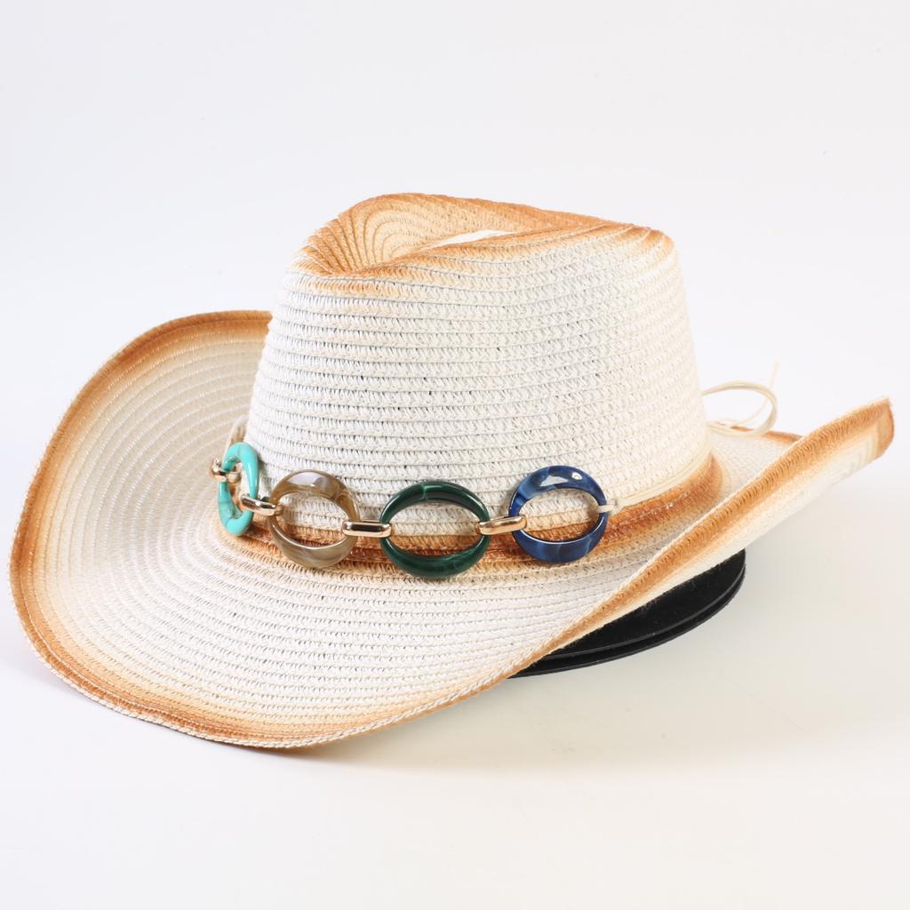 Popolare Cappello di Paglia Western Cowboy Europeo e Americano Moda Uomo e Donna Cappello di Paglia Ombreggiante Cappello da Cowboy Western da Esterno