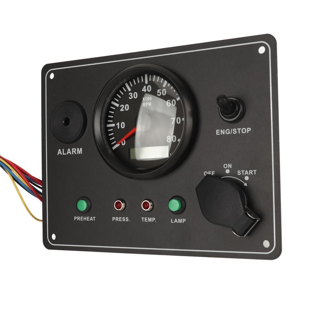 210 X 160mm Boat Tachometer Panel High Accuracy Multifunction 0‑8000 RPM Marine Tacho Gauge Instrument Panel with Alarm