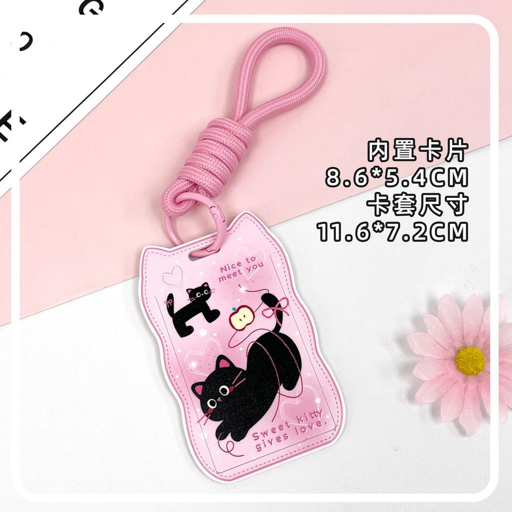Creative Cat Ear Wave Card Cover Student Campus Cards Case Employee Id Card Holder Sliding Cover ABS ID Holder Bus Card Holder