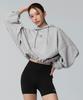 XEXYMIX Fine Cotton Loose Fit Crop Hoodie Melange Grey Xfk1Tl1103