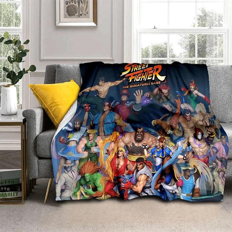 Street Fighter Retro Game SF Gamer Deken, Zachte Plaid voor Huis Slaapkamer Bed Bank Picknick Reizen Kantoor Dekentje Kinderen