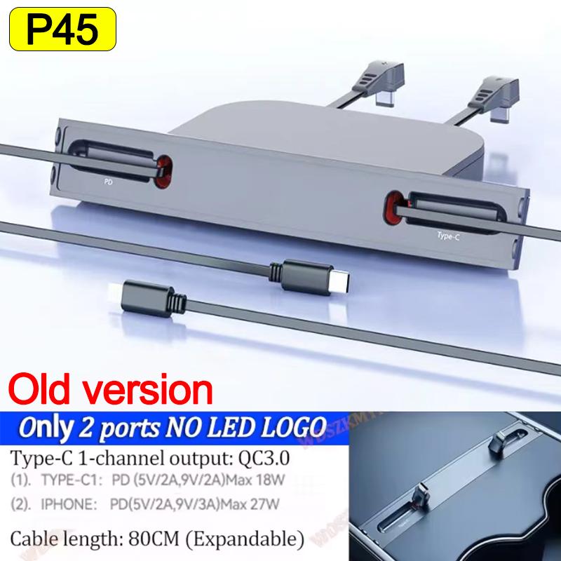 Quick Charger USB Retractable Hub Docking Station For Tesla Model 3/Y 27W Car USB Hub Accessories Car Fast Charger Model Y