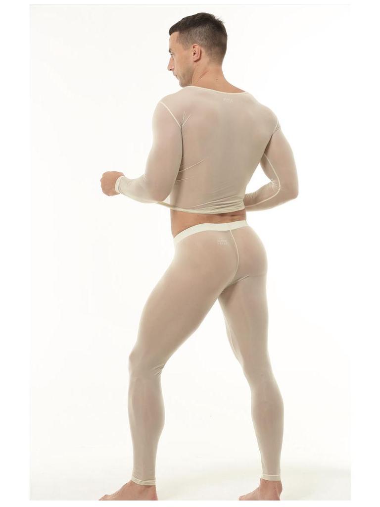 Men's Sheer Ice Silk Underwear Set - Sexy, Tight-Fitting, See-Through Fitness Base Layer