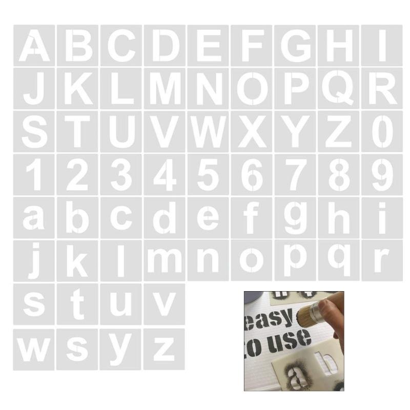 60Pcs Painting Templates Letter and Number Stencils Kids Drawing Stencils for Wood Sign Cake Painting Wall Decoration