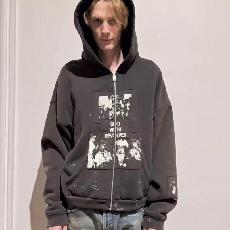 Unisex Vintage Washed Cotton Hoodie With Graphic Print Loose Fit Streetwear