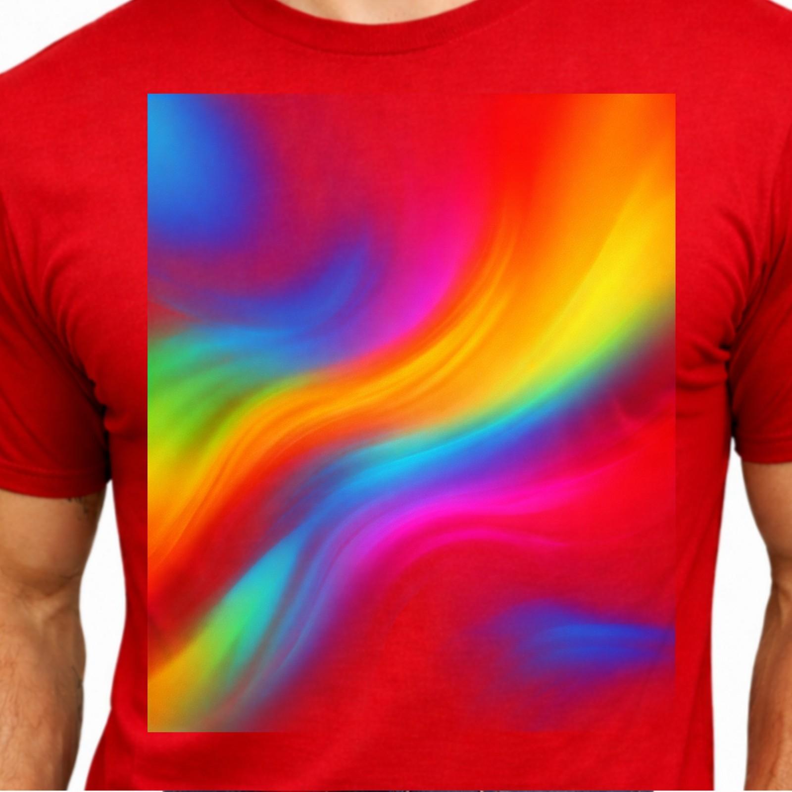 Rainbow Swirl Graphic Abstract Colorful Wave Psychedelic Modern Art Trippy Tee. M
