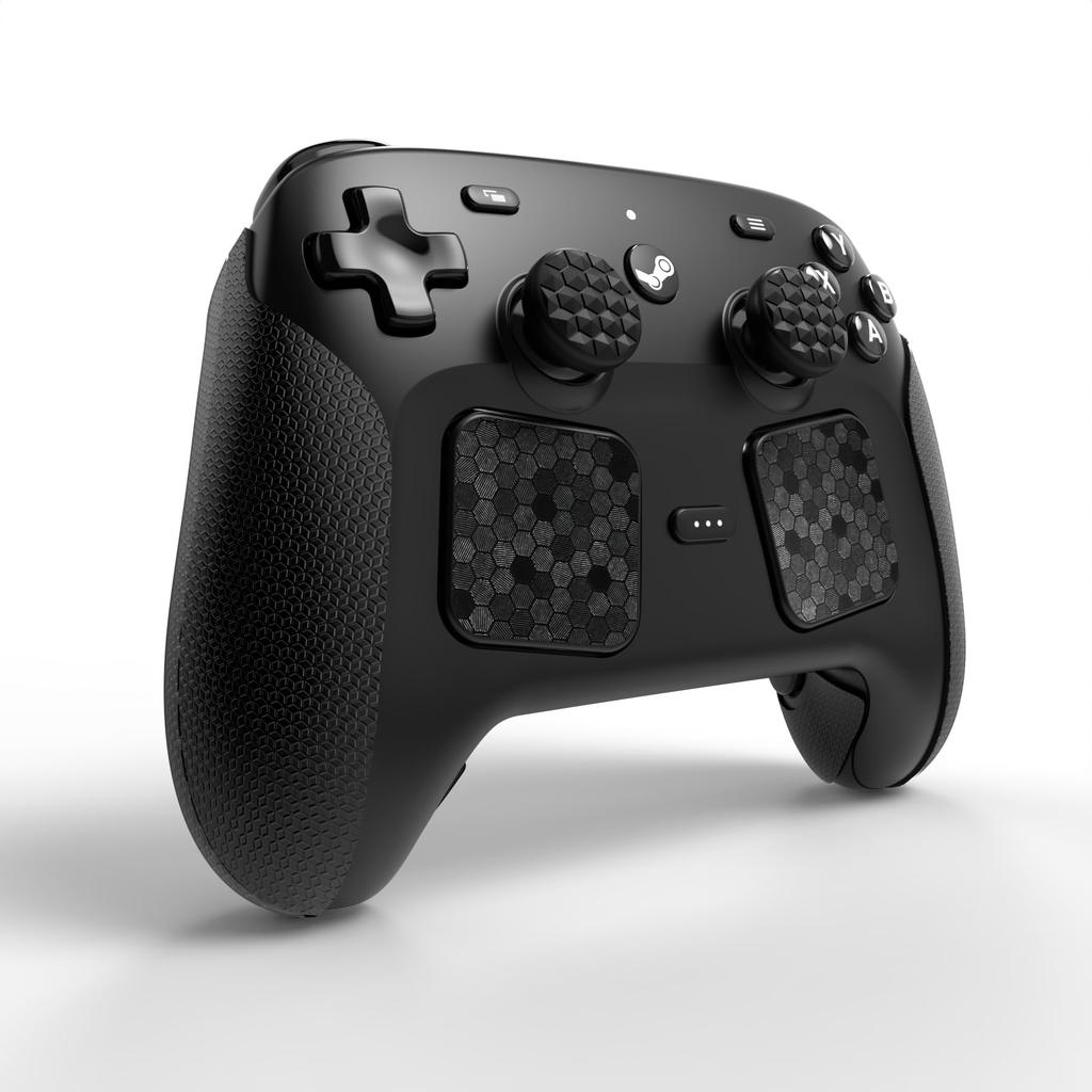 PlayVital Steam Controller 2 Compatible Grip Sticker Hexagonal Diamond Black Set, Pattern,