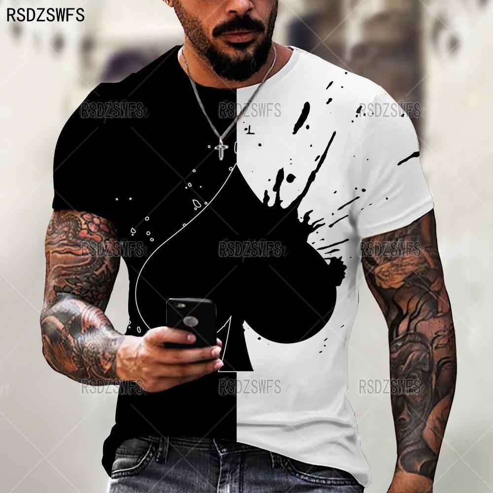 Horrible Skull Spades Poker T-Shirt Casual Men Summer 3D-Print Extra-Large T-Shirt 2024 Comfort Breathable T-Shirt Tops S-6XL