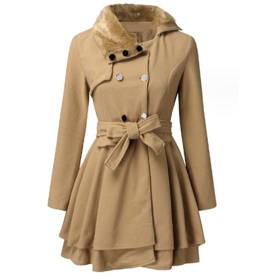 Women Trench Coat Double Breasted Belt Autumn Winter Korean Style Slim Lapel Overcoat for Office
