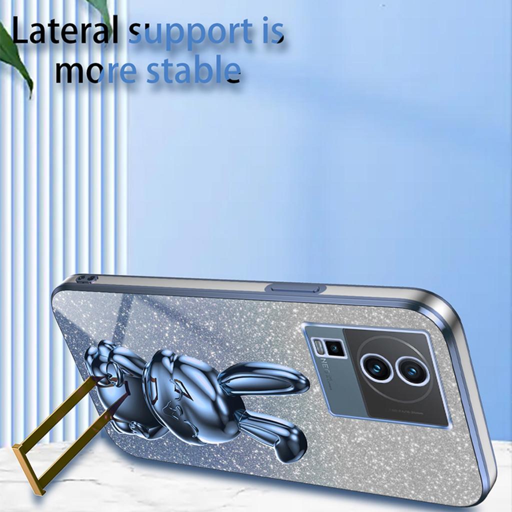 For vivo iQOO Neo7 5G Cartoon Rabbit Protective Case Mobile Phone Cover with Kickstand