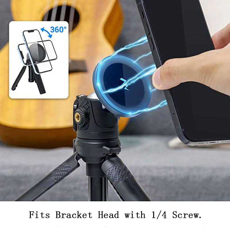 Magnetic Phone Holder Base 1/4 Hole Tripod Adapter Ball head Gimbal for iPhone 15 14 13 12 MagSafe Removable Cell Phone Stand