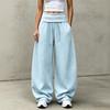Damen Freizeit Farbe Umklappbund Locker Sitzende Jogginghose für Lounging und Alltag