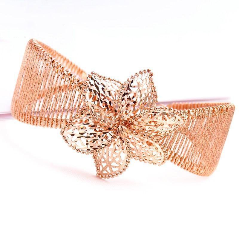 Фиолетово-золотой Модный Щедрый Высококачественный Изысканный Полый Цвет Позолоченный Розовым Золотом Браслет-Бант (about 18cm)