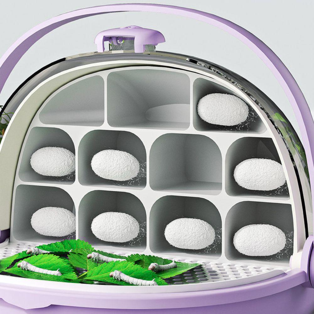 Breathable Hole Silkworm Breeding Box Folable Handle Plastic Insect Habitat Cage Visible Door Silkworm Observation Cabin Student