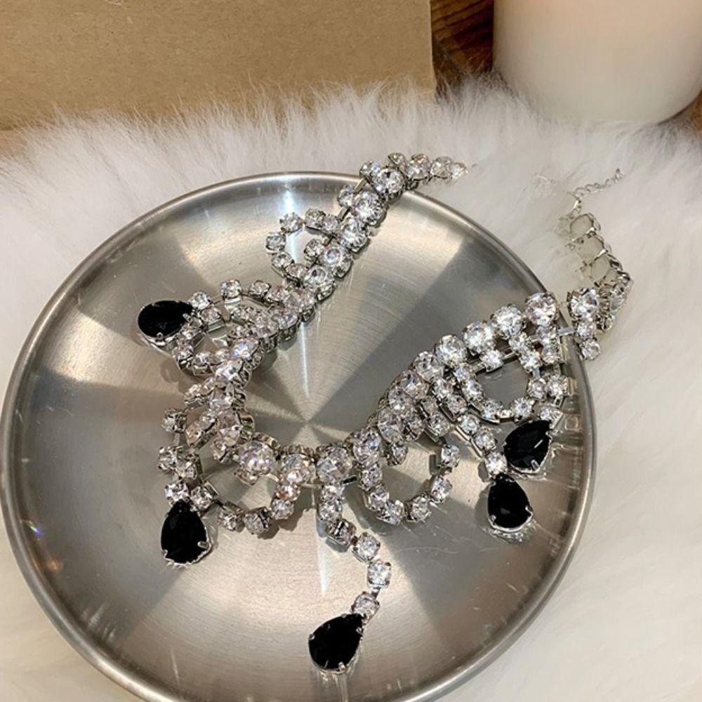 

Geometric Tassel Necklaces Sparkling Baroque Clavicle Chain Birthday Gift срібний