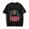 Welcome To The Farm Rooster Print Casual Short Sleeve T-Shirt Pure Cotton T-shirt