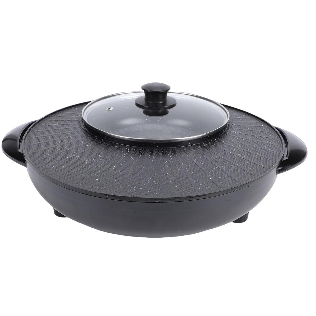 Hot Pot Elektrischer Grill Runder Koreanischer BBQ Grill Hotpot Elektrischer Rauchloser Grill für Zuhause Familienparty Treffen US-Stecker 110V