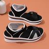 New Women's Flat Thick Sole Beach Sandals Magic Tape Adjustable Casual Summer Shoes