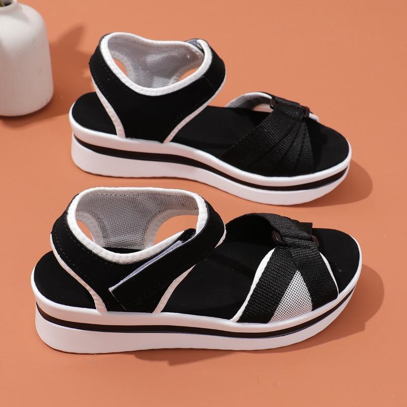 New Women's Flat Thick Sole Beach Sandals Magic Tape Adjustable Casual Summer Shoes