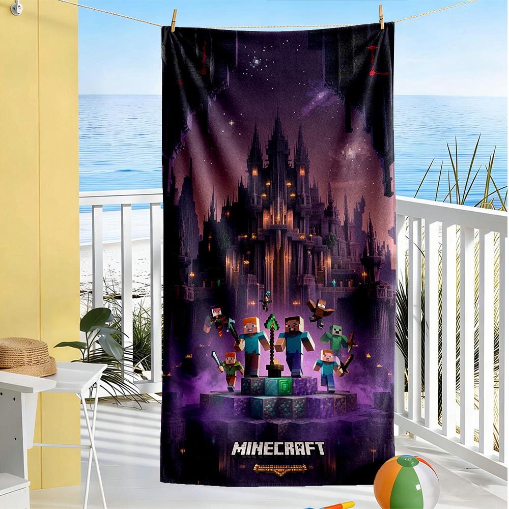 Minecraft Beach Towel Super Soft Microfiber Quickdry Fabric Comfortable Lightweight Perfect for Traveling Yoga Camping and Swimming