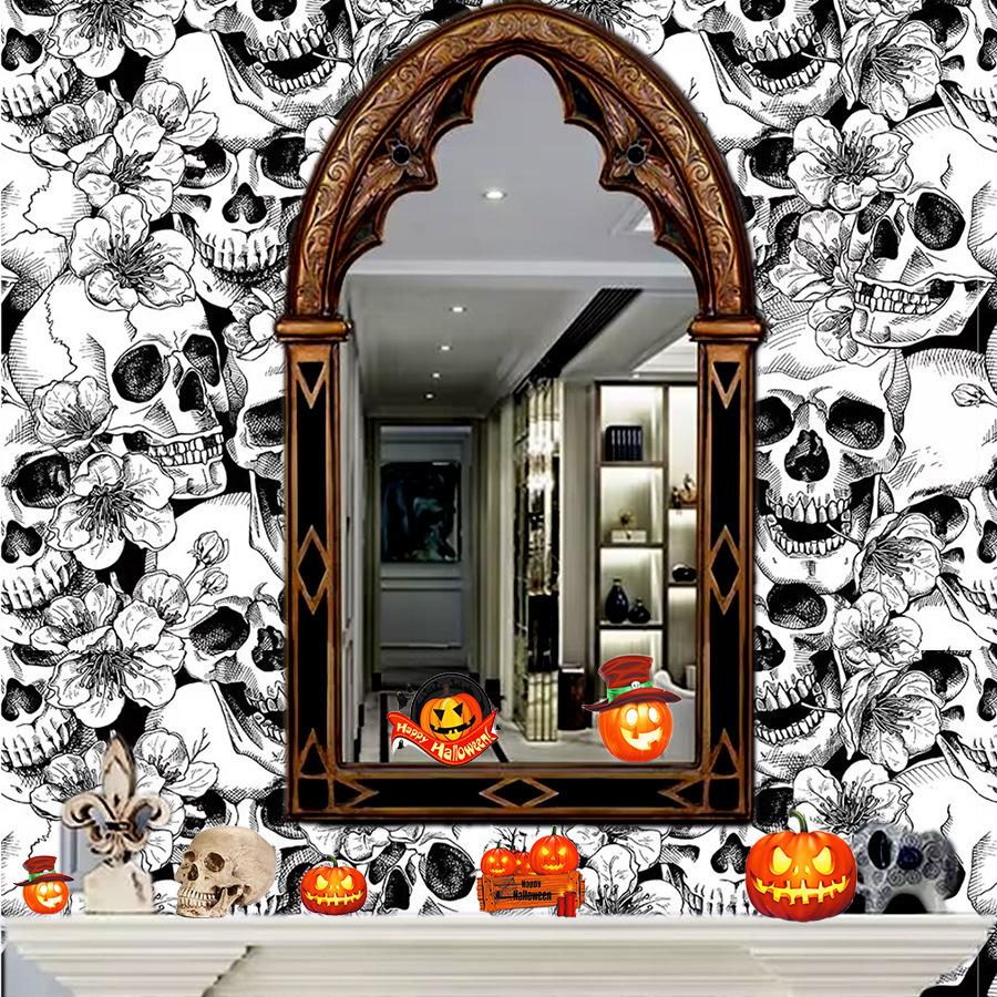 Skull Head Self Adhesive Wallpaper Horror Head Festival Party Room Renovation Stickers Background Wall Self Adhesive Wallpaper